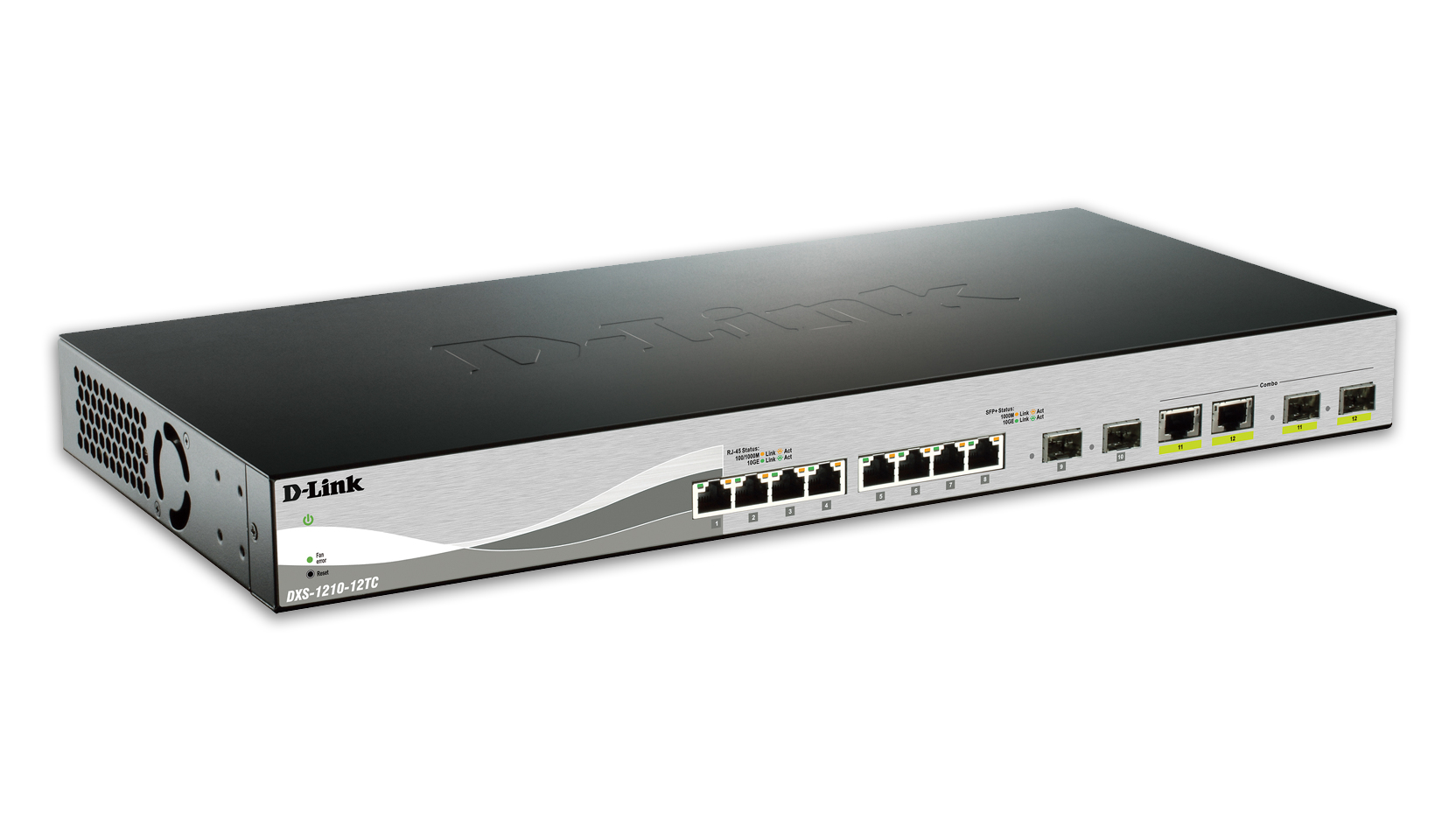 foto del prodotto d link dxs 1210 12tc e switch di rete gestito l2 10g ethernet 100 1000 10000 1u nero, argento