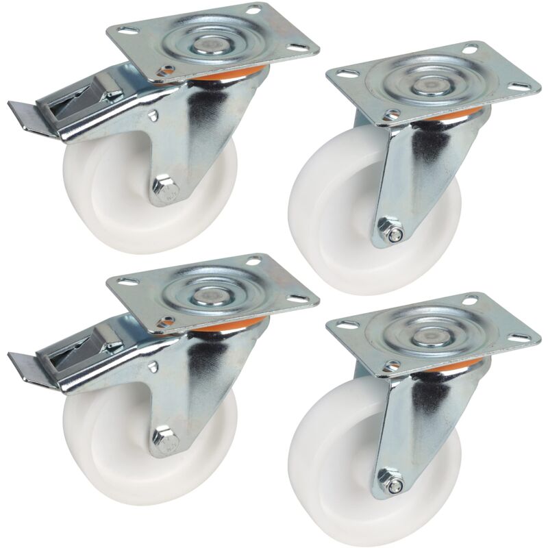 foto del prodotto d rner helmer set di 4 ruote per attrezzi da trasporto, 100 mm, pp, piastra 100 x 85 mm, mix di ruote, portata 450 kg set