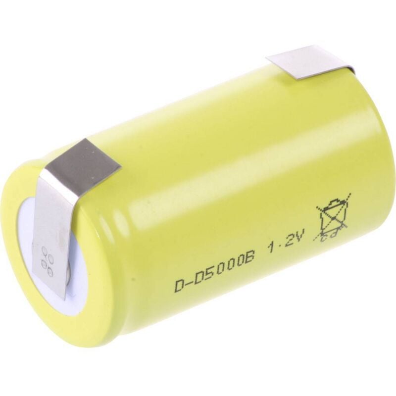 foto del prodotto d5000b batteria ricaricabile speciale torcia d linguette a saldare a u, flat top nicd 1.2 v 5000 mah - mexcel
