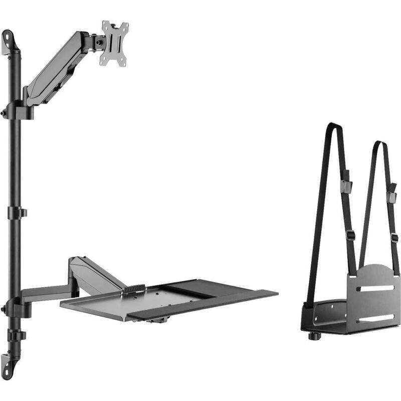 foto del prodotto da 90372 1 parte supporto a muro per monitor 43,2 cm 17 81,3 cm 32 nero regolabile in altezza, girevole digitus