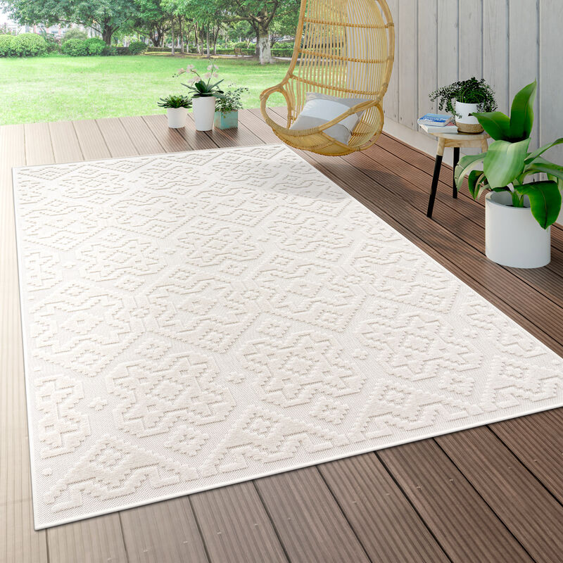 foto del prodotto da interni e esterni, da terrazza e balcone, anti intemperie, geometrico moderno 160 cm tondo, crema 3 paco home
