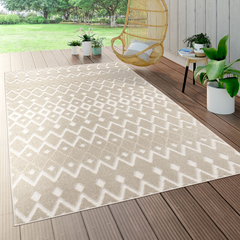 foto del prodotto da interni e esterni, da terrazza e balcone, anti intemperie, geometrico moderno 200x290 cm, beige 6 paco home