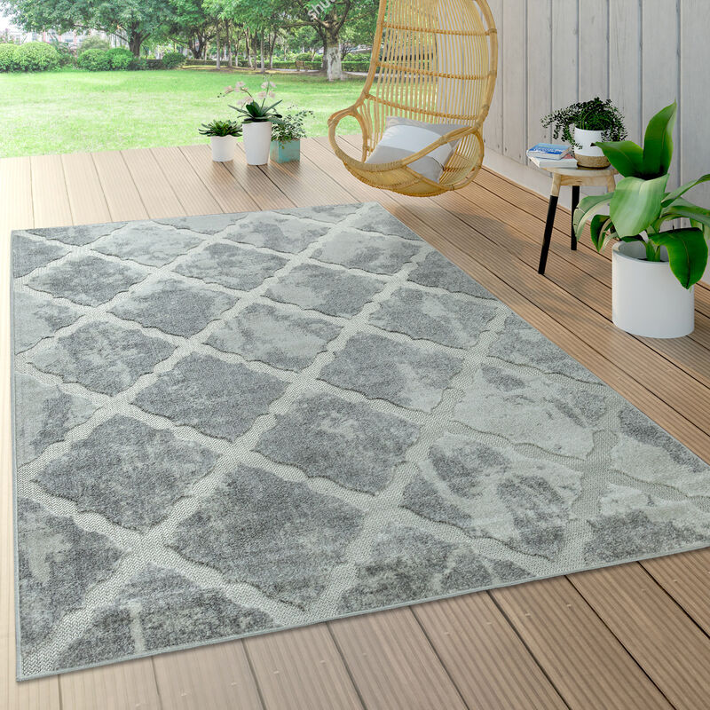 foto del prodotto da interni e esterni, da terrazza e balcone, anti intemperie, geometrico moderno 200x290 cm, grigio 2 paco home