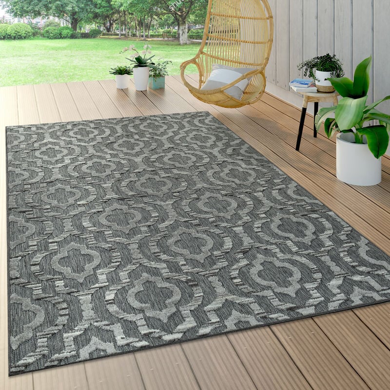 foto del prodotto da interni e esterni, da terrazza e balcone, anti intemperie, geometrico moderno 200x290 cm, grigio 3 paco home