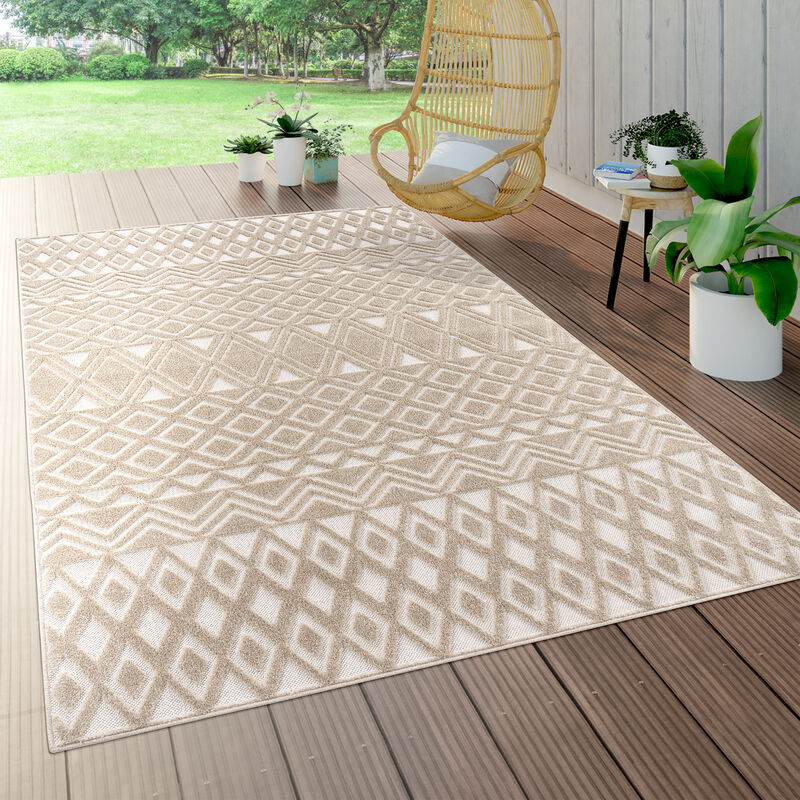 foto del prodotto da interni e esterni, da terrazza e balcone, anti intemperie, geometrico moderno 60x100 cm, beige 5 paco home