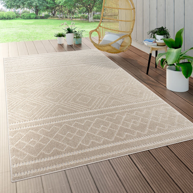 foto del prodotto da interni e esterni, da terrazza e balcone, anti intemperie, geometrico moderno 80x250 cm, beige 4 paco home