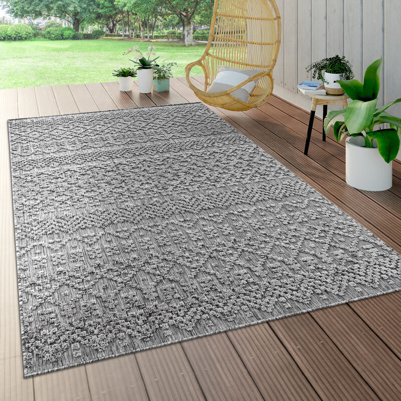 foto del prodotto da interni e esterni, da terrazza e balcone, anti intemperie, geometrico moderno antracite, 200 cm tondo paco home