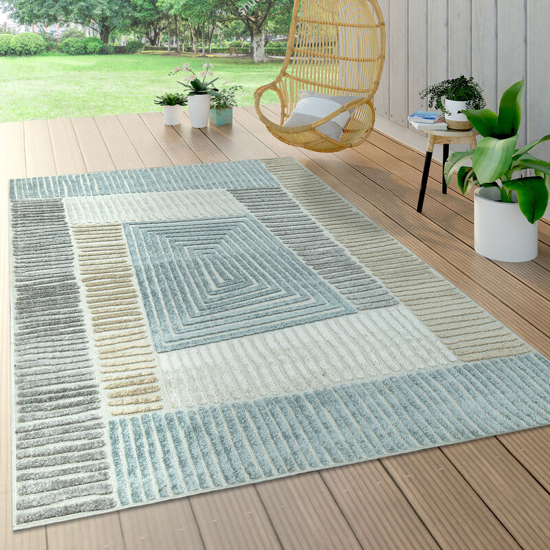 foto del prodotto da interni e esterni, da terrazza e balcone, anti intemperie, geometrico moderno beige, 120 cm tondo paco home