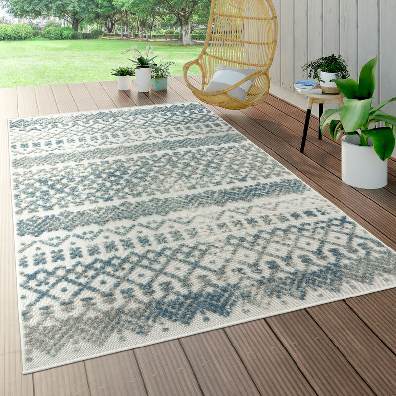 foto del prodotto da interni e esterni, da terrazza e balcone, anti intemperie, geometrico moderno turchese, 160 cm tondo paco home