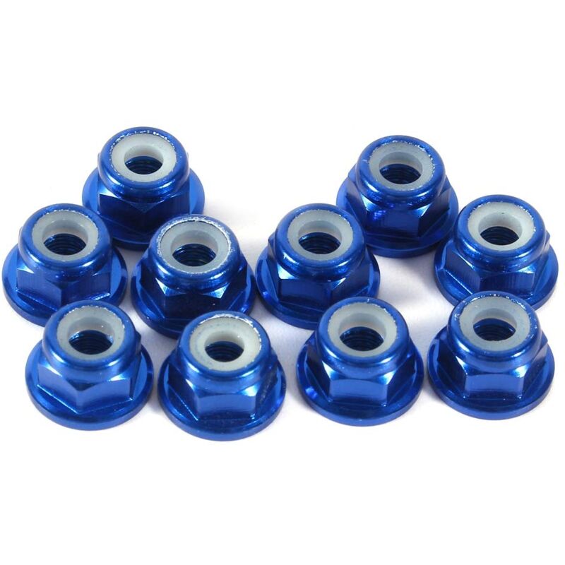 foto del prodotto dadi esagonali autobloccanti con flangia, m3, alluminio cnc, con flangia, metallo autobloccante, blu, 10 pezzi zoternen