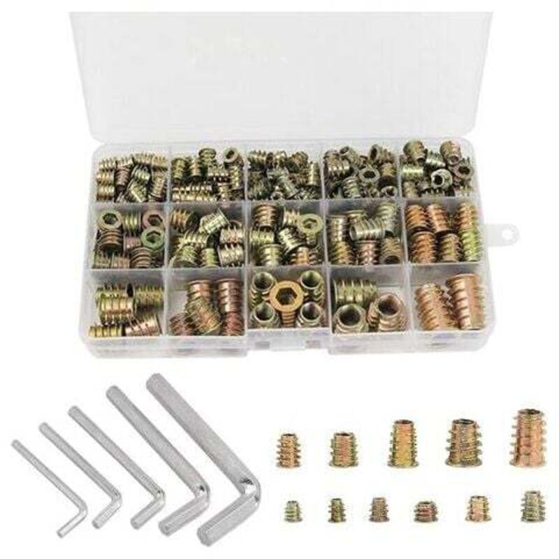 foto del prodotto dadi esagonali xvx m4 m5 m6 m8 m10 con inserti filettati, inserti per dadi con inserto filettato esagonale in lega di zinco 230 pezzi