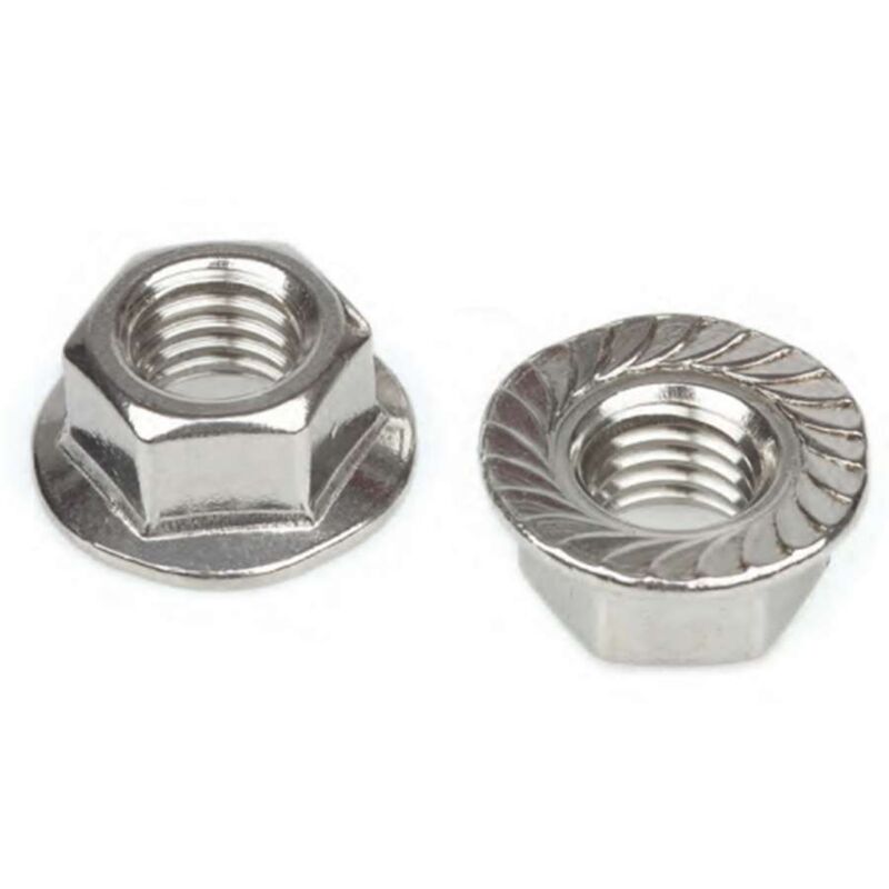foto del prodotto dadi flangiati zigrinati inox a2 m6 10 pz.