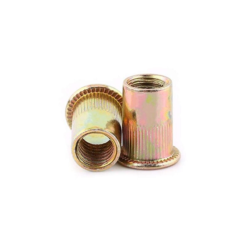 foto del prodotto dadi rivettati m3 100 pezzi inserto dado in barra piatta inserto in acciaio al carbonio, rivetti filettati assortimento set dadi rivettati, m3 m4 m5