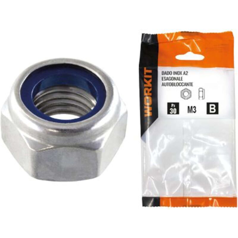 foto del prodotto dado esagonale autobloccante inox a2 self workit - basso m 10 cf pz 4 - 5 confezione