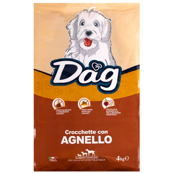 foto del prodotto dag dog adult all breeds agnello agnello 4 kg croccantini per cani 1 ordine scegli lo sconto bzr5 bzr20 200 punti fedelt 