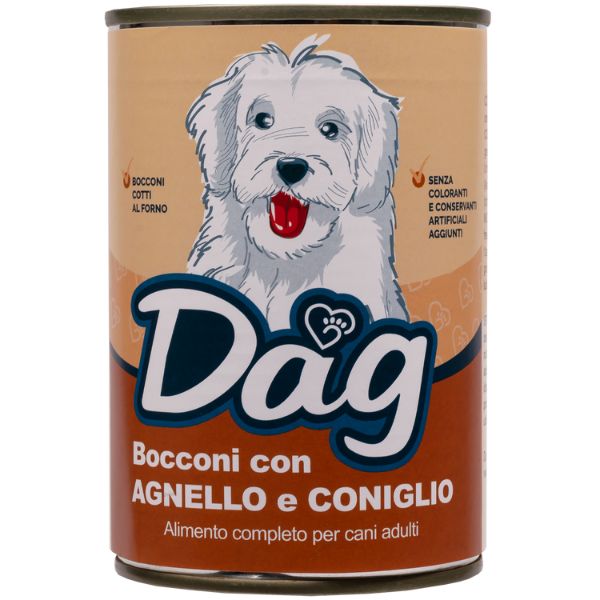 foto del prodotto dag dog adult all breeds bocconi 415 gr agnello e coniglio cibo umido per cani 1 ordine scegli lo sconto bzr5 bzr20 200 punti fedelt 