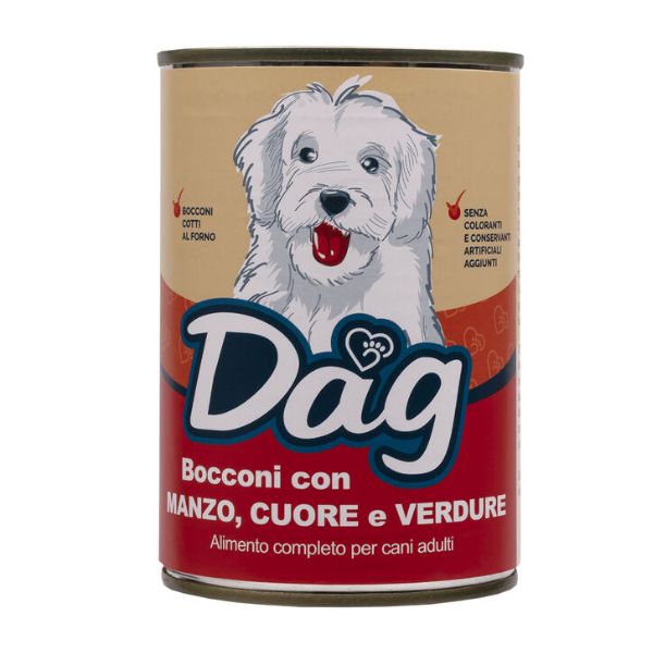 foto del prodotto dag dog adult all breeds bocconi 415 gr manzo, cuore e verdure cibo umido per cani 1 ordine scegli lo sconto bzr5 bzr20 200 punti fedelt 