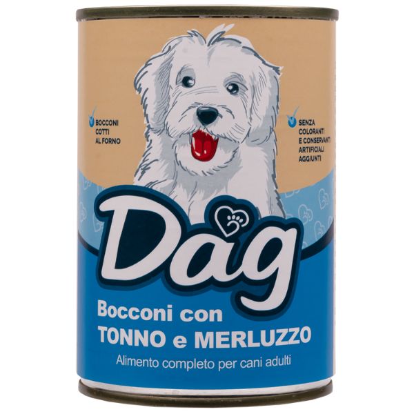 foto del prodotto dag dog adult all breeds bocconi 415 gr tonno e merluzzo cibo umido per cani 1 ordine scegli lo sconto bzr5 bzr20 200 punti fedelt 