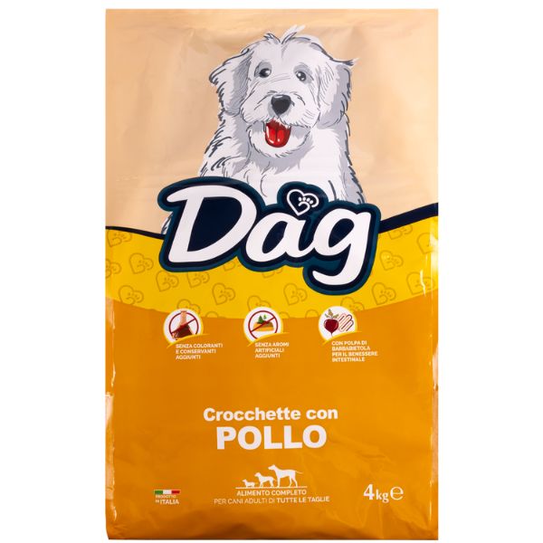 foto del prodotto dag dog adult all breeds pollo pollo 4 kg croccantini per cani 1 ordine scegli lo sconto bzr5 bzr20 200 punti fedelt 