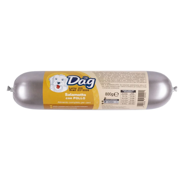 foto del prodotto dag dog adult all breeds salamotto alimento umido 800 gr pollo cibo umido per cani 1 ordine scegli lo sconto bzr5 bzr20 200 punti fedelt 