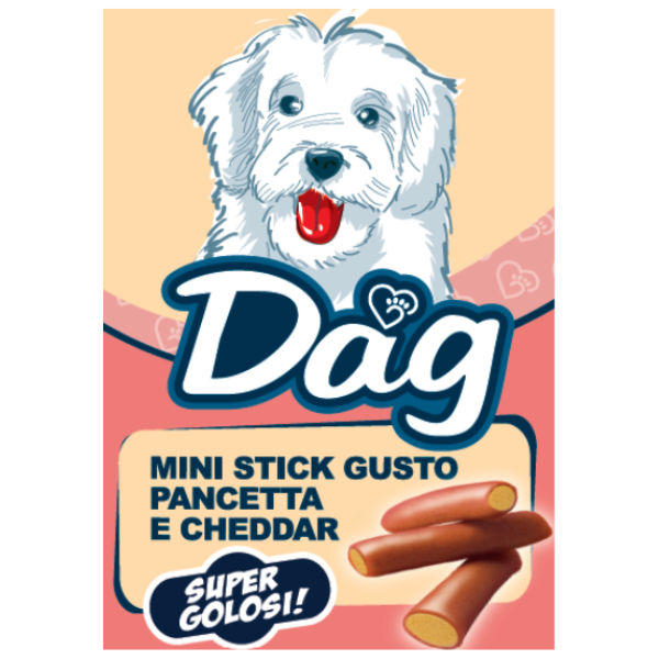 foto del prodotto dag dog adult all breeds snack morbidi mini stick super golosi 50 gr pancetta e cheddar 1 ordine scegli lo sconto bzr5 bzr20 200 punti fedelt 