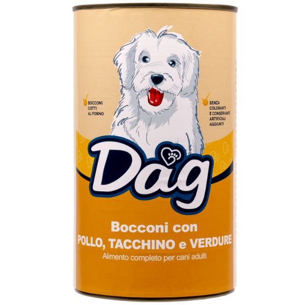 foto del prodotto dag dog all breeds bocconi 1240 gr pollo e tacchino cibo umido per cani 1 ordine scegli lo sconto bzr5 bzr20 200 punti fedelt 