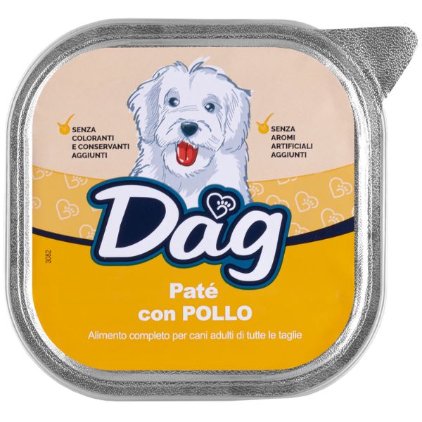 foto del prodotto dag dog all breeds patè 300 gr - pollo - confezione da 6 pezzi - cibo umido per cani - spedizione gratis da 39€