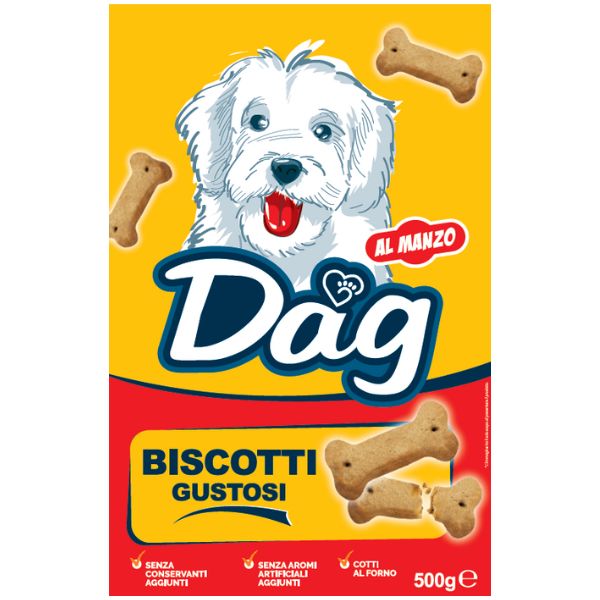 foto del prodotto dag dog biscotti per cani 500 gr manzo 1 ordine scegli lo sconto bzr5 bzr20 200 punti fedelt 
