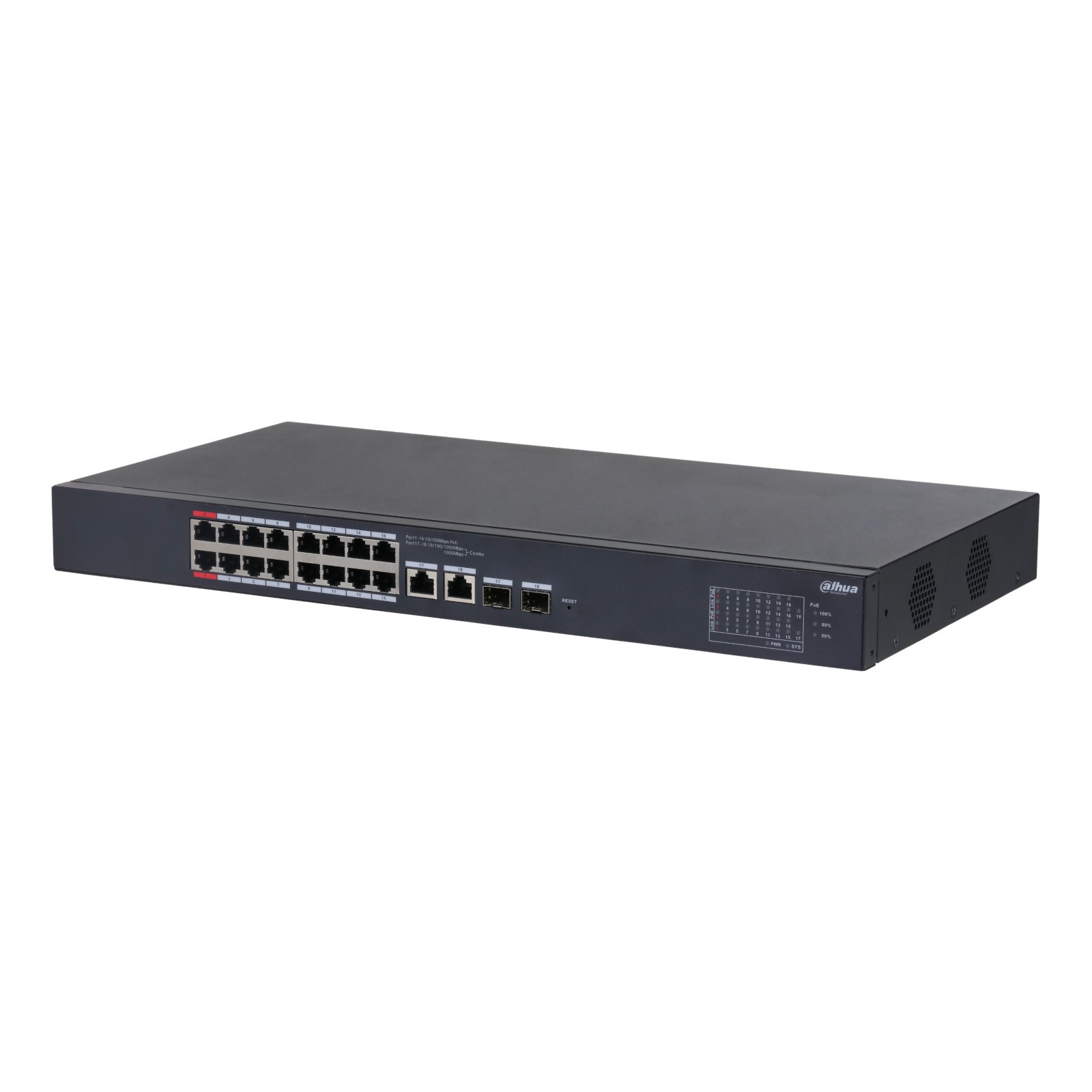 foto del prodotto dahua 16-porte cloud managed desktop switch poe cs4218-16et-135