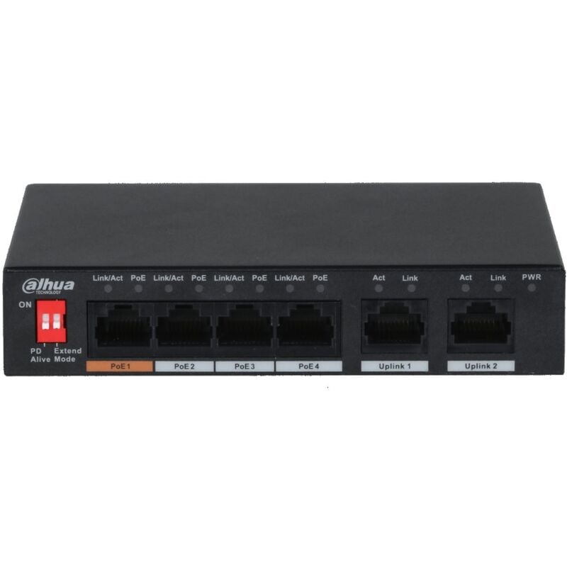foto del prodotto dahua 4 porte 2 unmanaged desktop switch poe pfs3006 4et 60 v2