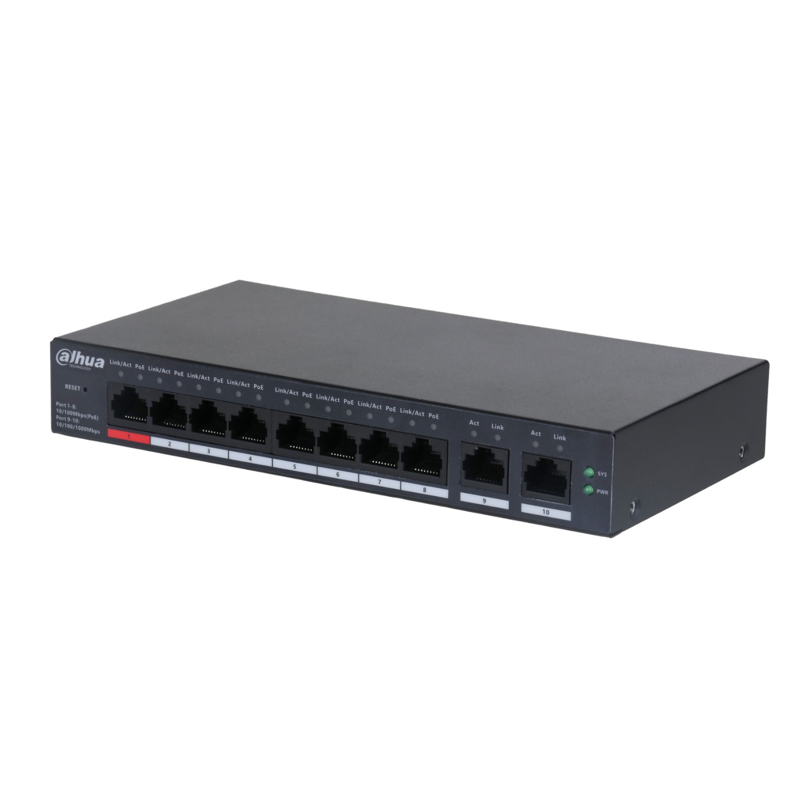 foto del prodotto dahua 8-porte cloud managed desktop switch poe cs4010-8et-110