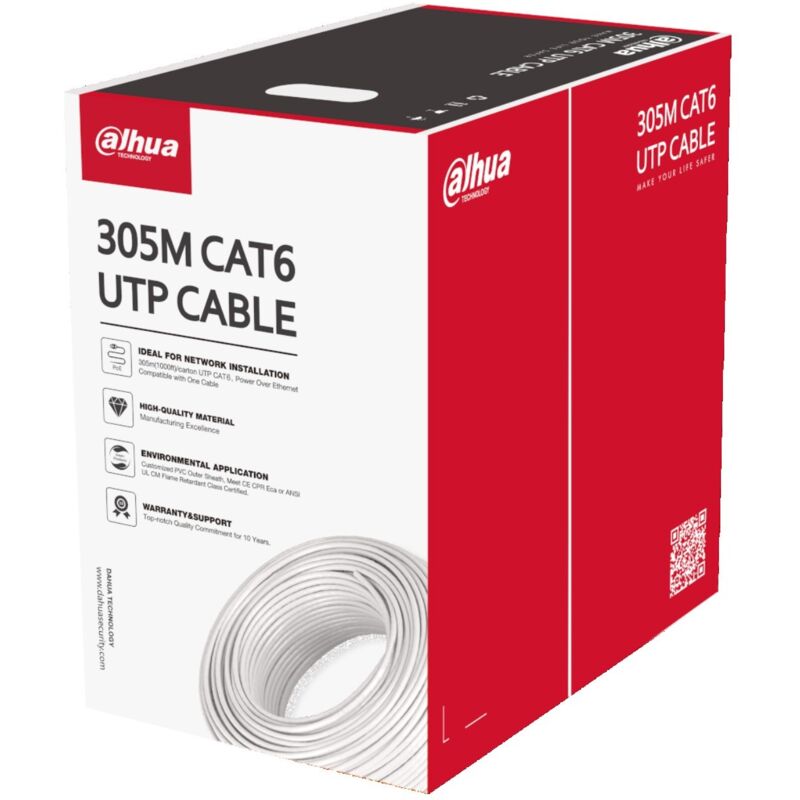foto del prodotto dahua cavo lan 305m utp cat6 cca 23awg pvc bianco pfm922i 6un