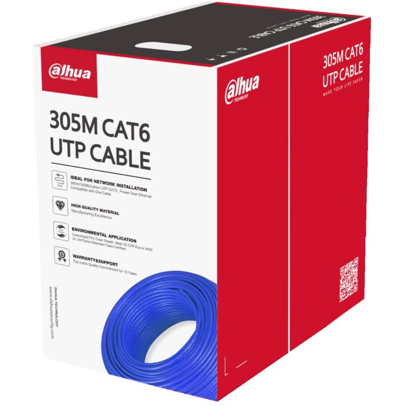 foto del prodotto dahua cavo lan 305m utp cat6 cca 23awg pvc blu pfm922i 6un c