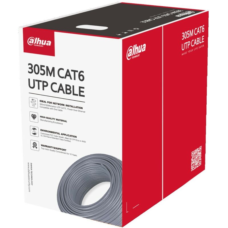 foto del prodotto dahua cavo lan 305m utp cat6 cca 23awg pvc grigio pfm922i 6un c