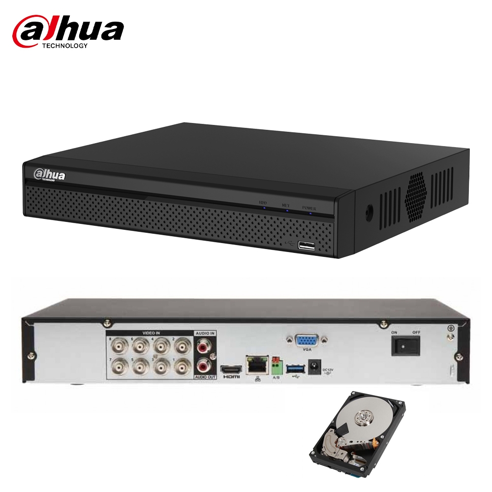 foto del prodotto dahua dvr 8 canali xvr5108hs 4kl x 8 mpx ultra hd 4k 5in1 p2p hd 2 tb