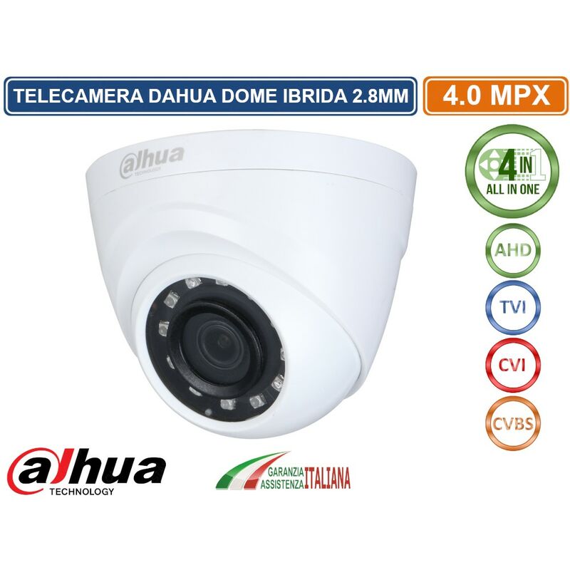foto del prodotto dahua hac hdw1400rp telecamera ibrida 4 in 1 ahd cvi tvi cvbs 4mpx 2.8mm ip50 ir led 20 metri