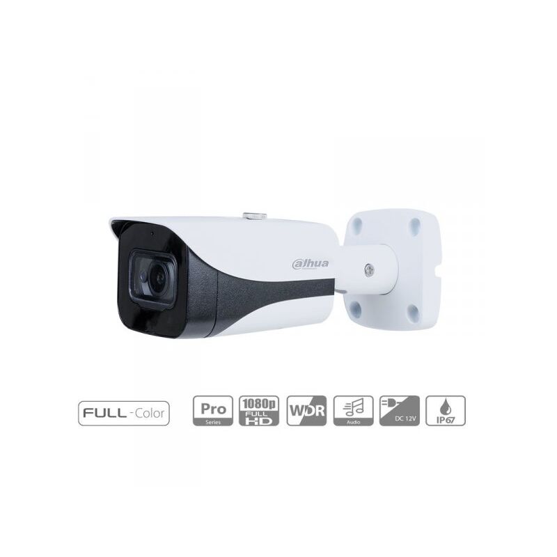 foto del prodotto dahua telecamera analogica bullet 1080p 2mp full color starlight 120db true wdr 3dnr ottica fissa 3.6mm ip67 dc12v hdcvi carcassa plastica