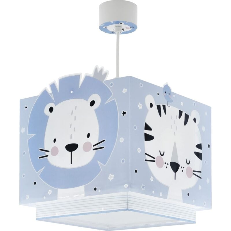 foto del prodotto dalber lampada da soffitto per bambini baby jungle blu jungle orso leone tigre coniglio
