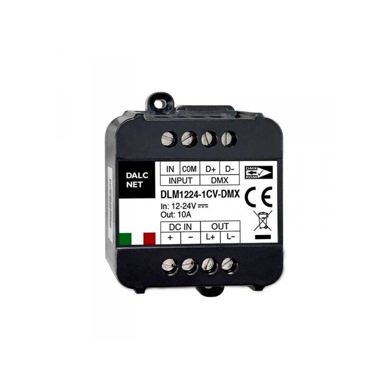foto del prodotto dalcnet dlm1224 1cv dmx led dimmer bus dmx512 12v 24v 10a pulsante n.o. 0 1 10v potenziometro