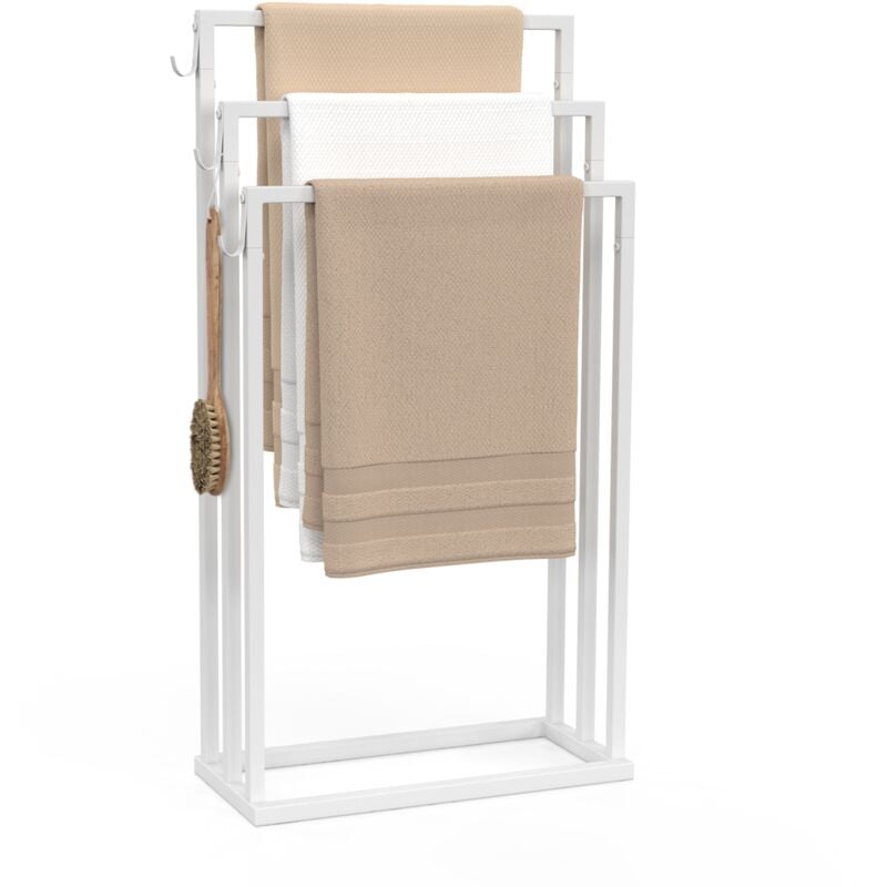 foto del prodotto dallas portasciugamani a pavimento a 3 livelli in metallo bianco, design industriale
