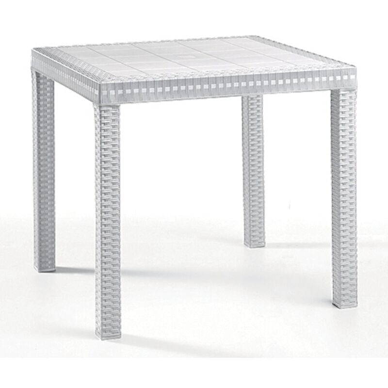 foto del prodotto dallas tavolo in polipropilene effetto rattan cm 80x80x74 bianco arredo esterno