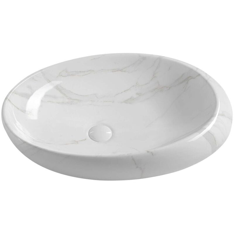 foto del prodotto dalma lavabo da appoggio, 68x44 cm, senza foro per miscelatore, senza troppopieno, carrara mm317 sapho
