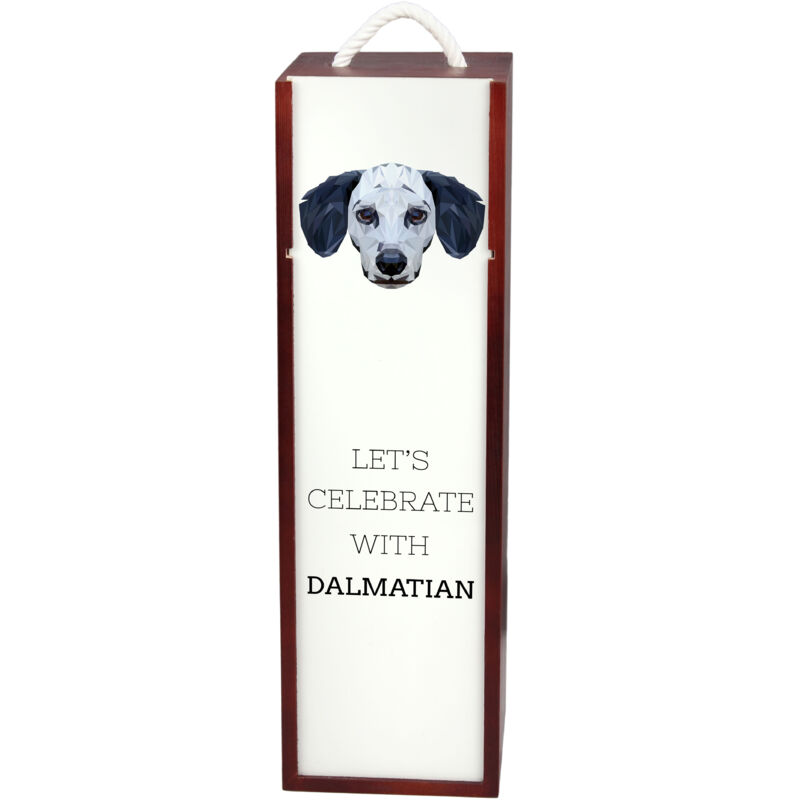 foto del prodotto dalmata, pointer dalmata scatola geometrica con foto e scritta per il vino di art dog