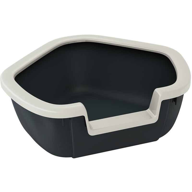 foto del prodotto dama lettiera per gatti angolare dama. variante dama misure 57.5 x 51.5 x h 22 cm nero ferplast