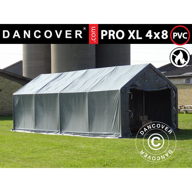 foto del prodotto dancover capannone tenda tenda magazzino pro 4x8x2,5x3,6m, pvc, grigio