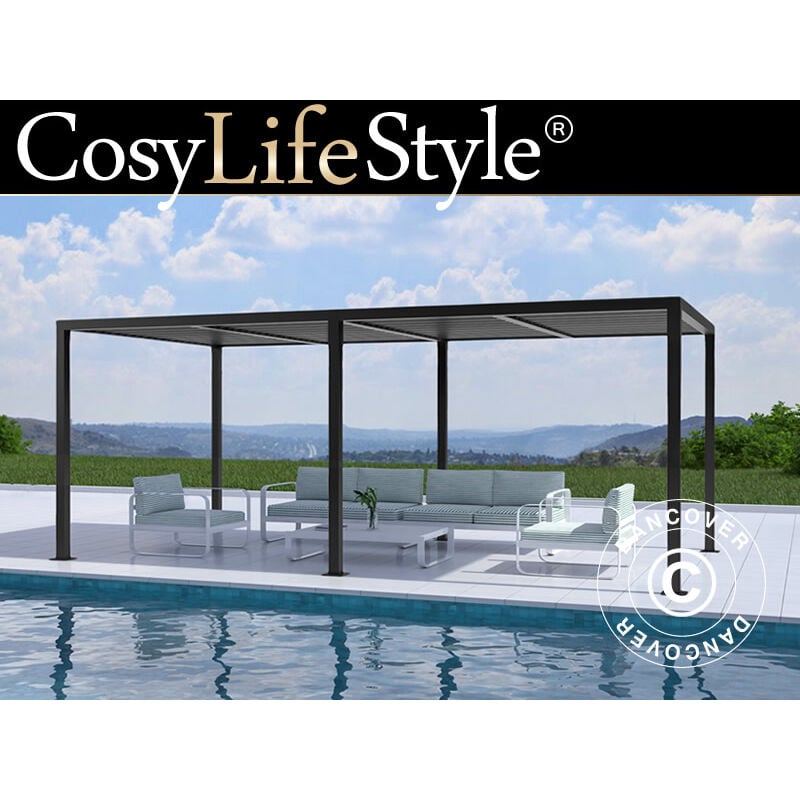 foto del prodotto dancover gazebo pergola bioclimatico san pablo alu , 3x5,8m, nero