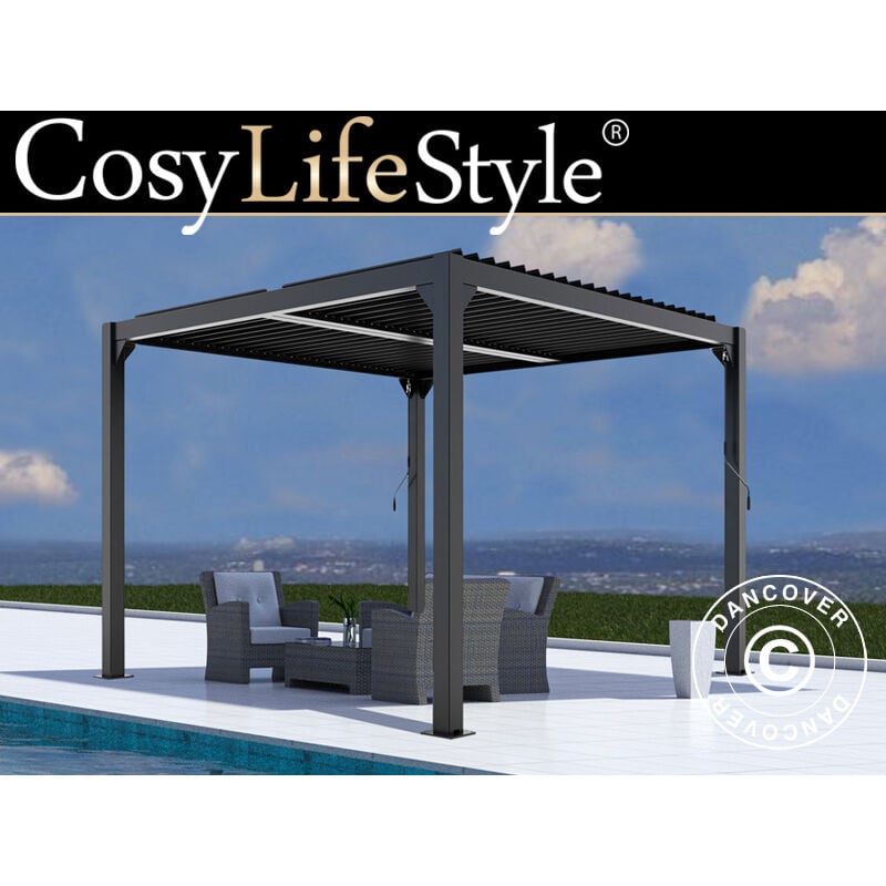 foto del prodotto dancover gazebo pergola bioclimatico san pablo alu , 4x4m, nero