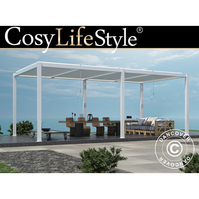 foto del prodotto dancover gazebo pergola bioclimatico san pablo alu , 4x5,8m, bianco