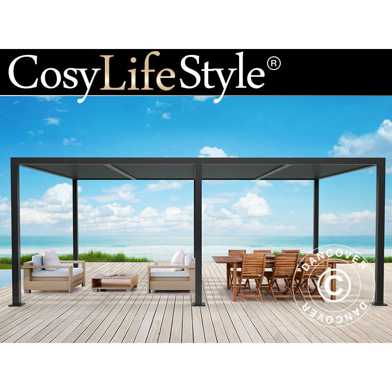 foto del prodotto dancover gazebo pergola bioclimatico san pablo alu , 4x5,8m, nero