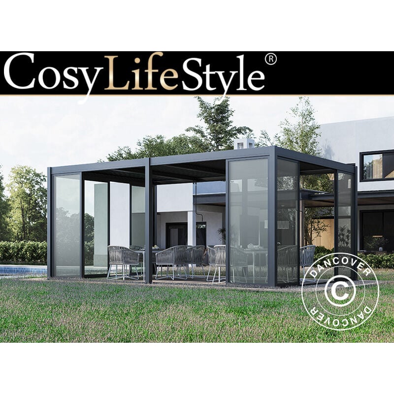 foto del prodotto dancover gazebo pergola bioclimatico san pablo alu con porte scorrevoli,